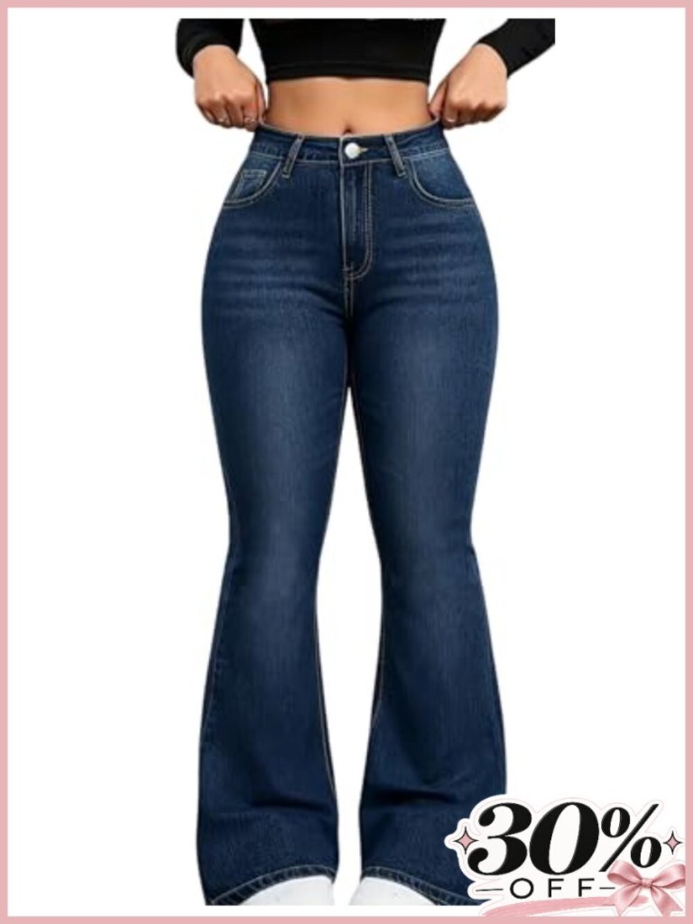 Plus Size High Waisted Flare Jeans Super Stretch Denim Pants Butt Lifting
